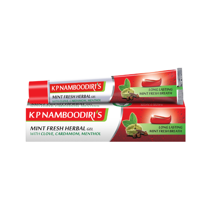 K P Namboodiri's Mint Fresh Herbal Gel Toothpaste 80g with Clove, Cardamom & Menthol