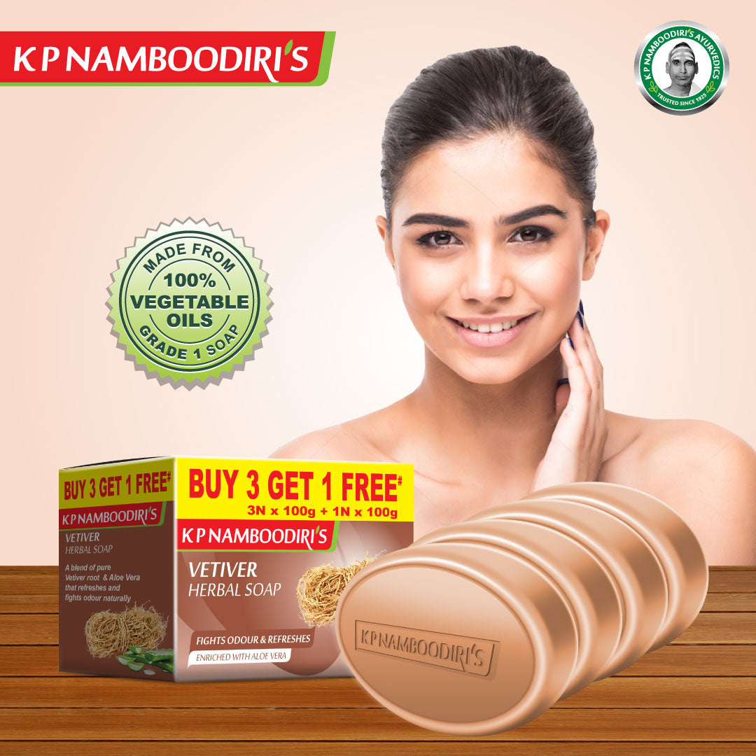 K P Namboodiri's Vetiver Herbal Soap - Combo Pack